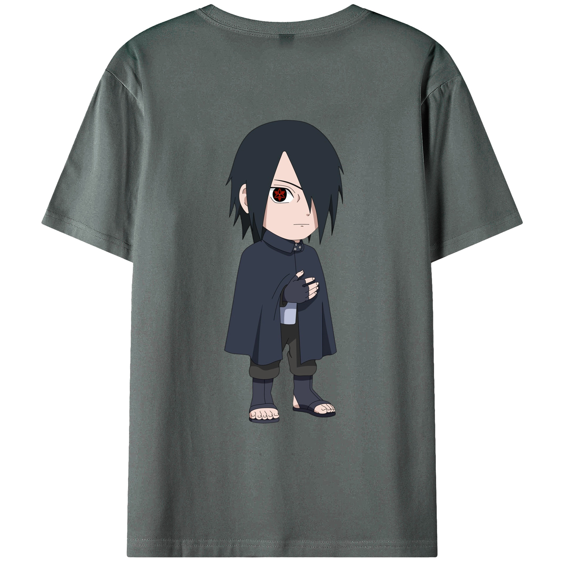 （画像用） NARUTO -ナルト- うちは サスケ Uchiha Sasuke 綿100％ メンズ半袖Tシャツ（バックプリント） 通気性
